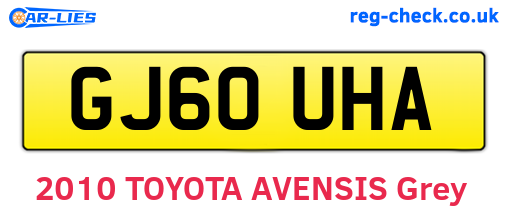 GJ60UHA are the vehicle registration plates.