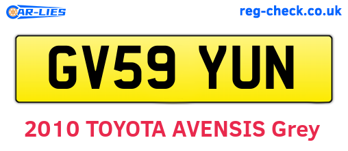 GV59YUN are the vehicle registration plates.
