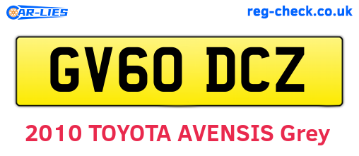 GV60DCZ are the vehicle registration plates.