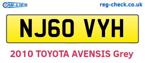 NJ60VYH are the vehicle registration plates.