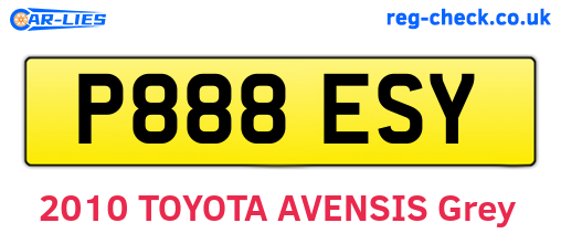 P888ESY are the vehicle registration plates.