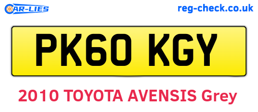 PK60KGY are the vehicle registration plates.