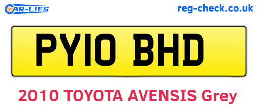 PY10BHD are the vehicle registration plates.