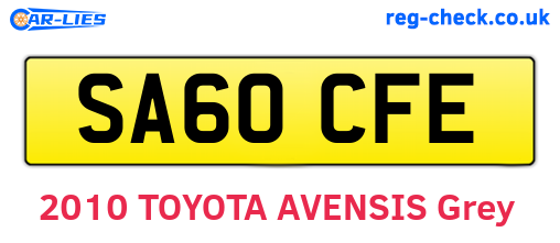SA60CFE are the vehicle registration plates.