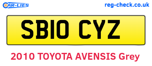 SB10CYZ are the vehicle registration plates.