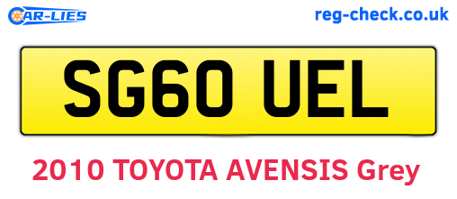 SG60UEL are the vehicle registration plates.