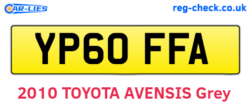 YP60FFA are the vehicle registration plates.