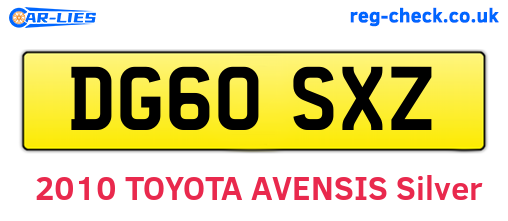 DG60SXZ are the vehicle registration plates.
