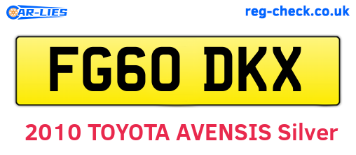 FG60DKX are the vehicle registration plates.