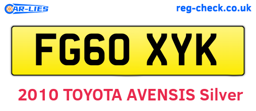 FG60XYK are the vehicle registration plates.