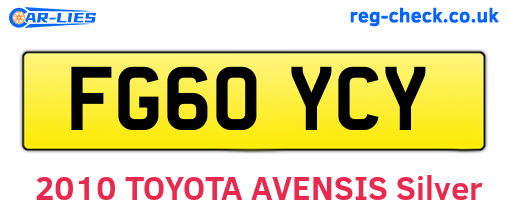 FG60YCY are the vehicle registration plates.