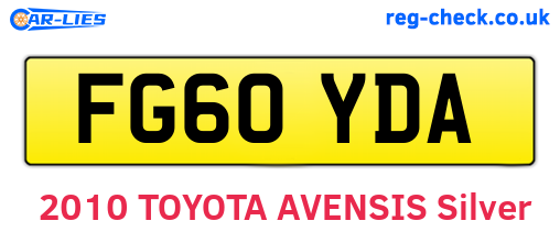 FG60YDA are the vehicle registration plates.