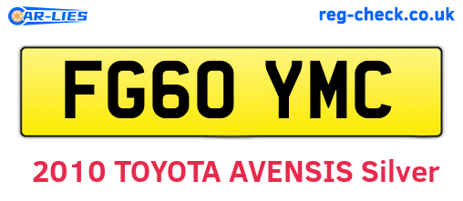 FG60YMC are the vehicle registration plates.