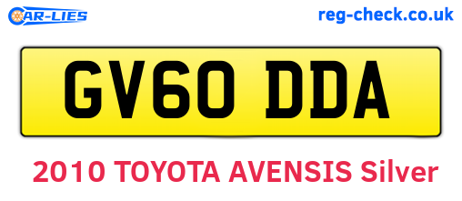 GV60DDA are the vehicle registration plates.