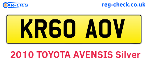 KR60AOV are the vehicle registration plates.