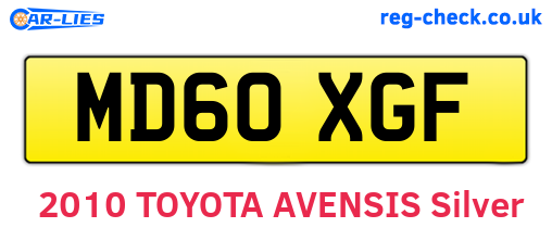 MD60XGF are the vehicle registration plates.