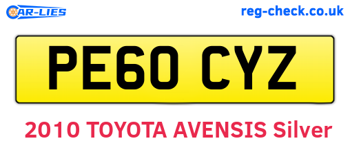 PE60CYZ are the vehicle registration plates.