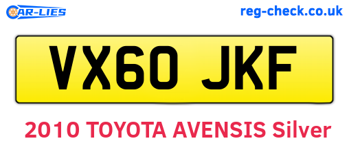 VX60JKF are the vehicle registration plates.