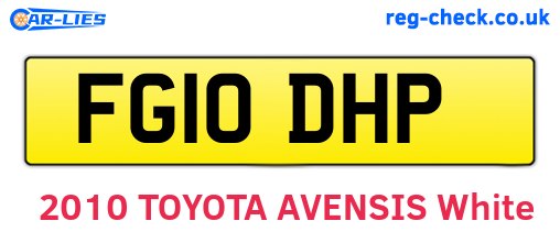 FG10DHP are the vehicle registration plates.