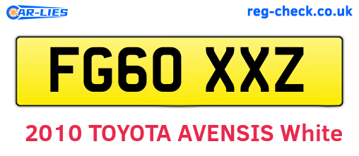 FG60XXZ are the vehicle registration plates.
