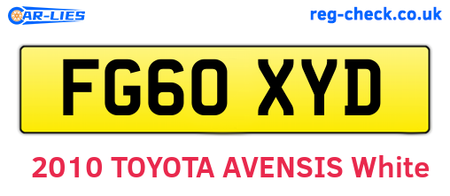 FG60XYD are the vehicle registration plates.