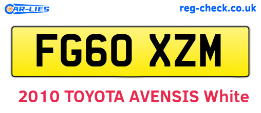 FG60XZM are the vehicle registration plates.