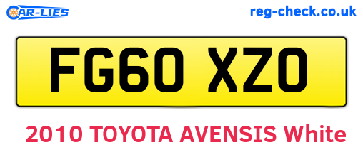 FG60XZO are the vehicle registration plates.