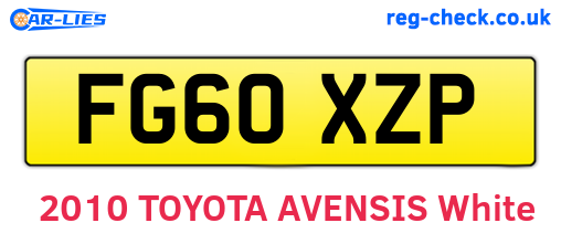 FG60XZP are the vehicle registration plates.