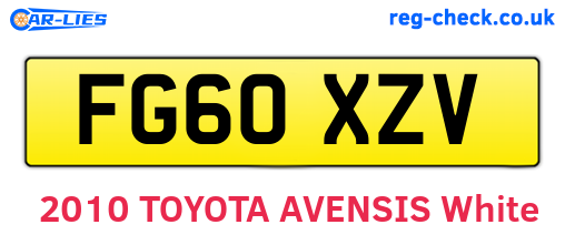 FG60XZV are the vehicle registration plates.