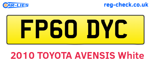 FP60DYC are the vehicle registration plates.