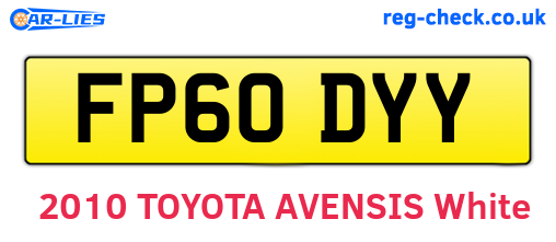 FP60DYY are the vehicle registration plates.