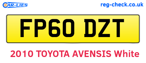FP60DZT are the vehicle registration plates.