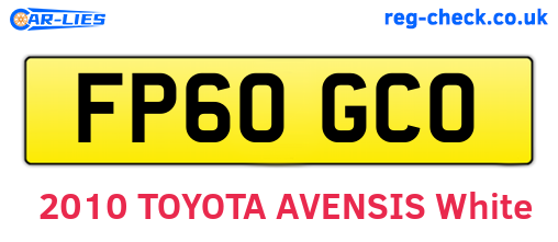 FP60GCO are the vehicle registration plates.