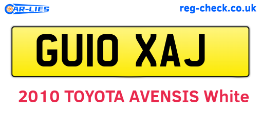 GU10XAJ are the vehicle registration plates.