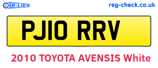 PJ10RRV are the vehicle registration plates.