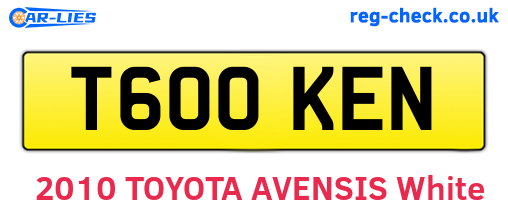 T600KEN are the vehicle registration plates.