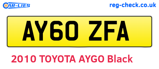 AY60ZFA are the vehicle registration plates.