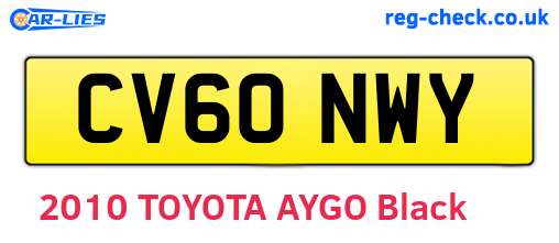 CV60NWY are the vehicle registration plates.