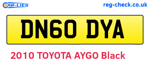 DN60DYA are the vehicle registration plates.