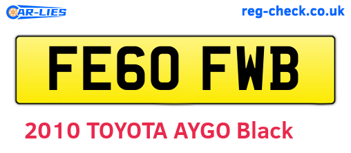 FE60FWB are the vehicle registration plates.