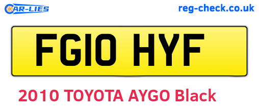 FG10HYF are the vehicle registration plates.