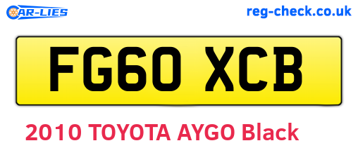 FG60XCB are the vehicle registration plates.
