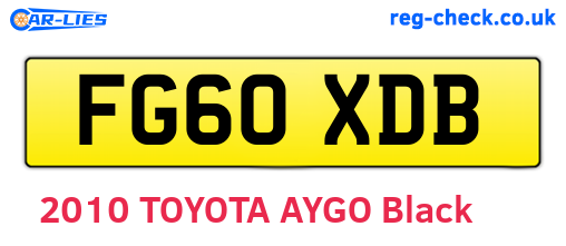 FG60XDB are the vehicle registration plates.