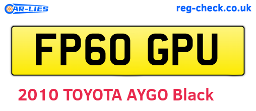 FP60GPU are the vehicle registration plates.