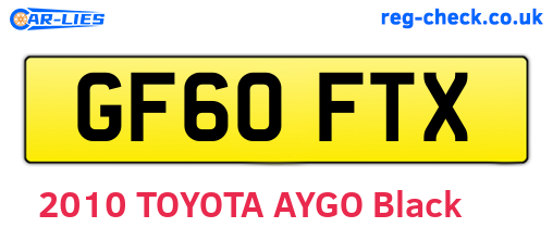 GF60FTX are the vehicle registration plates.
