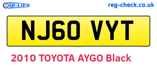 NJ60VYT are the vehicle registration plates.