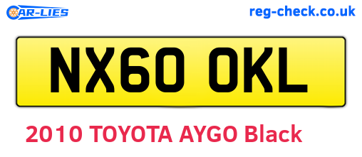 NX60OKL are the vehicle registration plates.