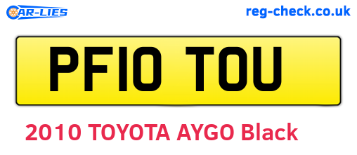 PF10TOU are the vehicle registration plates.