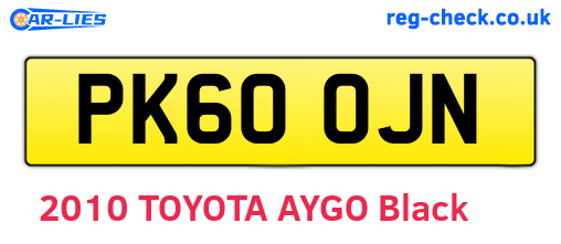 PK60OJN are the vehicle registration plates.