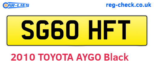 SG60HFT are the vehicle registration plates.